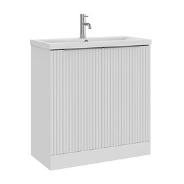 AquaSure Fluted Waterproof PVC Vanity Unit Satin White - 800mm with Chrome Handles