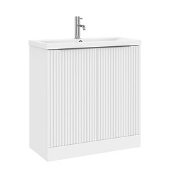 AquaSure Fluted Waterproof PVC Vanity Unit Satin White - 800mm with Chrome Handles