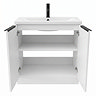 AquaSure Fluted Waterproof PVC Vanity Unit Satin White - 800mm with Matt Black Handles