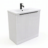 AquaSure Fluted Waterproof PVC Vanity Unit Satin White - 800mm with Matt Black Handles
