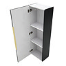 AquaSure Fluted Waterproof PVC Wall Hung Cabinet - Satin Dark Grey with Brushed Brass Handle