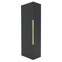 AquaSure Fluted Waterproof PVC Wall Hung Cabinet - Satin Anthracite with Brushed Brass Handle