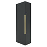 AquaSure Fluted Waterproof PVC Wall Hung Cabinet - Satin Anthracite with Brushed Brass Handle