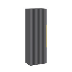 AquaSure Fluted Waterproof PVC Wall Hung Cabinet - Satin Anthracite with Brushed Brass Handle