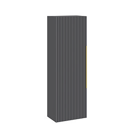 AquaSure Fluted Waterproof PVC Wall Hung Cabinet - Satin Anthracite with Brushed Brass Handle