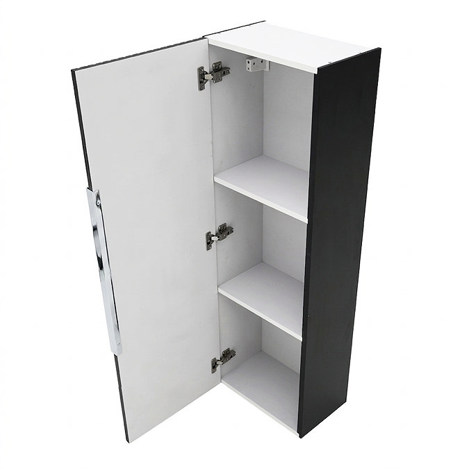 AquaSure Fluted Waterproof PVC Wall Hung Cabinet - Satin Dark Grey with Chrome Handle