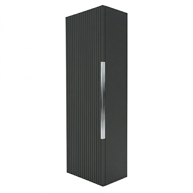 AquaSure Fluted Waterproof PVC Wall Hung Cabinet - Satin Anthracite with Chrome Handle