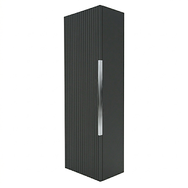 AquaSure Fluted Waterproof PVC Wall Hung Cabinet - Satin Dark Grey with Chrome Handle