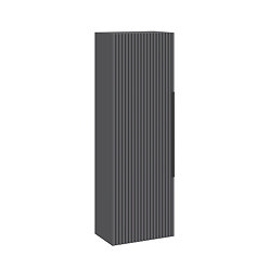 AquaSure Fluted Waterproof PVC Wall Hung Cabinet - Satin Anthracite with Matt Black Handle