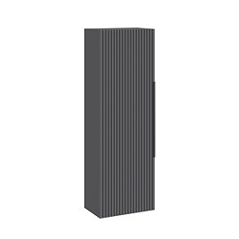 AquaSure Fluted Waterproof PVC Wall Hung Cabinet - Satin Anthracite with Matt Black Handle