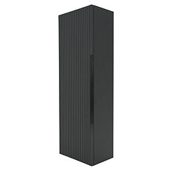 AquaSure Fluted Waterproof PVC Wall Hung Cabinet - Satin Anthracite with Matt Black Handle