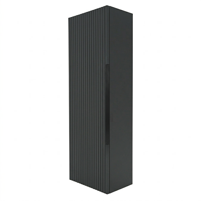 AquaSure Fluted Waterproof PVC Wall Hung Cabinet - Satin Anthracite with Matt Black Handle