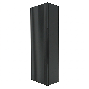 AquaSure Fluted Waterproof PVC Wall Hung Cabinet - Satin Dark Grey with Matt Black Handle