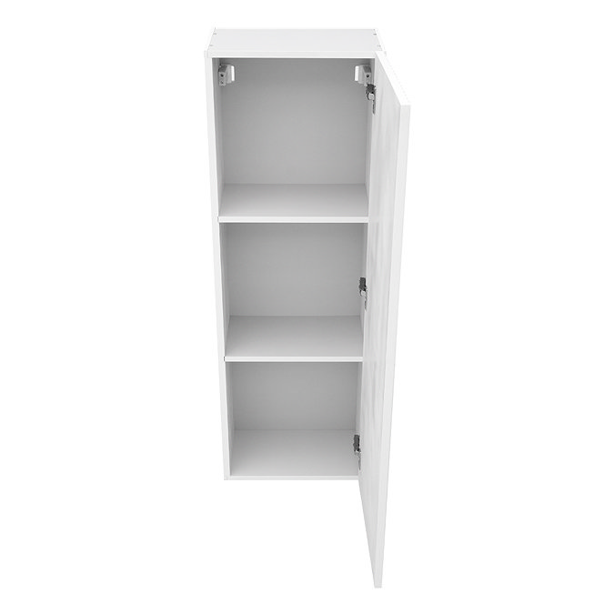 AquaSure Fluted Waterproof PVC Wall Hung Cabinet - Satin White with Brushed Brass Handle