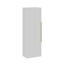 AquaSure Fluted Waterproof PVC Wall Hung Cabinet - Satin White with Brushed Brass Handle