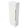 AquaSure Fluted Waterproof PVC Wall Hung Cabinet - Satin White with Brushed Brass Handle