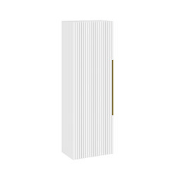AquaSure Fluted Waterproof PVC Wall Hung Cabinet - Satin White with Brushed Brass Handle
