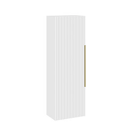 AquaSure Fluted Waterproof PVC Wall Hung Cabinet - Satin White with Brushed Brass Handle