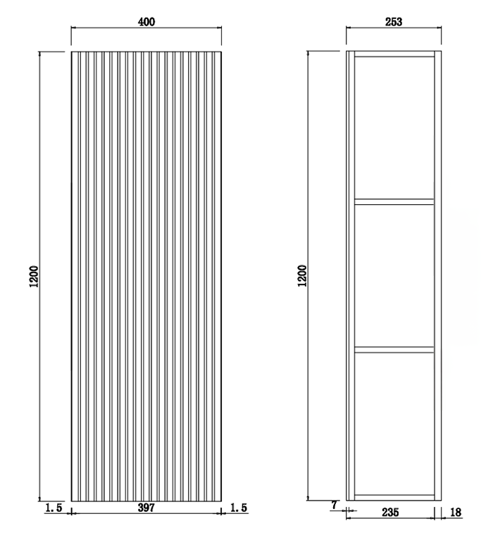 AquaSure Fluted Waterproof PVC Wall Hung Cabinet - Satin White with Chrome Handle