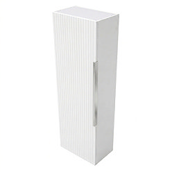AquaSure Fluted Waterproof PVC Wall Hung Cabinet - Satin White with Chrome Handle