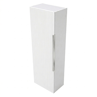 AquaSure Fluted Waterproof PVC Wall Hung Cabinet - Satin White with Chrome Handle