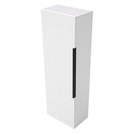 AquaSure Fluted Waterproof PVC Wall Hung Cabinet - Satin White with Matt Black Handle