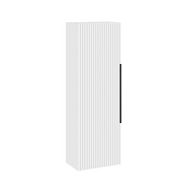 AquaSure Fluted Waterproof PVC Wall Hung Cabinet - Satin White with Matt Black Handle