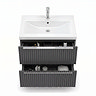 AquaSure Fluted Waterproof PVC Wall Hung Vanity Satin Anthracite - 600mm with Chrome Handles