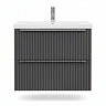 AquaSure Fluted Waterproof PVC Wall Hung Vanity Satin Anthracite - 600mm with Chrome Handles