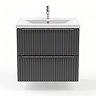 AquaSure Fluted Waterproof PVC Wall Hung Vanity Satin Anthracite - 600mm with Chrome Handles