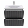 AquaSure Fluted Waterproof PVC Wall Hung Vanity Satin Anthracite - 600mm with Chrome Handles