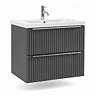 AquaSure Fluted Waterproof PVC Wall Hung Vanity Satin Anthracite - 600mm with Chrome Handles