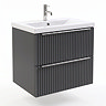 AquaSure Fluted Waterproof PVC Wall Hung Vanity Satin Anthracite - 600mm with Chrome Handles