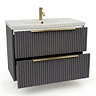AquaSure Fluted Waterproof PVC Wall Hung Vanity Satin Anthracite - 800mm with Brushed Brass Handles