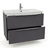 AquaSure Fluted Waterproof PVC Wall Hung Vanity Satin Anthracite - 800mm with Chrome Handles