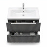 AquaSure Fluted Waterproof PVC Wall Hung Vanity Satin Anthracite - 800mm with Chrome Handles
