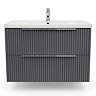 AquaSure Fluted Waterproof PVC Wall Hung Vanity Satin Dark Grey - 800mm with Chrome Handles