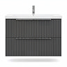 AquaSure Fluted Waterproof PVC Wall Hung Vanity Satin Anthracite - 800mm with Chrome Handles