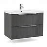 AquaSure Fluted Waterproof PVC Wall Hung Vanity Satin Anthracite - 800mm with Chrome Handles