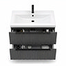 AquaSure Fluted Waterproof PVC Wall Hung Vanity Satin Anthracite - 800mm with Matt Black Handles