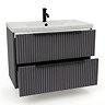 AquaSure Fluted Waterproof PVC Wall Hung Vanity Satin Anthracite - 800mm with Matt Black Handles