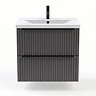 AquaSure Fluted Waterproof PVC Wall Hung Vanity Satin Anthracite - 600mm with Matt Black Handles