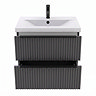 AquaSure Fluted Waterproof PVC Wall Hung Vanity Satin Anthracite - 600mm with Matt Black Handles