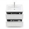 AquaSure Fluted Waterproof PVC Wall Hung Vanity Unit Satin White - 600mm with Chrome Handles