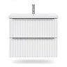 AquaSure Fluted Waterproof PVC Wall Hung Vanity Unit Satin White - 600mm with Chrome Handles