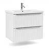 AquaSure Fluted Waterproof PVC Wall Hung Vanity Unit Satin White - 600mm with Chrome Handles