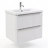 AquaSure Fluted Waterproof PVC Wall Hung Vanity Unit Satin White - 600mm with Chrome Handles