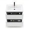 AquaSure Fluted Waterproof PVC Wall Hung Vanity Unit Satin White - 600mm with Matt Black Handles