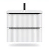 AquaSure Fluted Waterproof PVC Wall Hung Vanity Unit Satin White - 600mm with Matt Black Handles