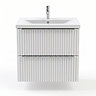 AquaSure Fluted Waterproof PVC Wall Hung Vanity Unit Satin White - 600mm with Chrome Handles